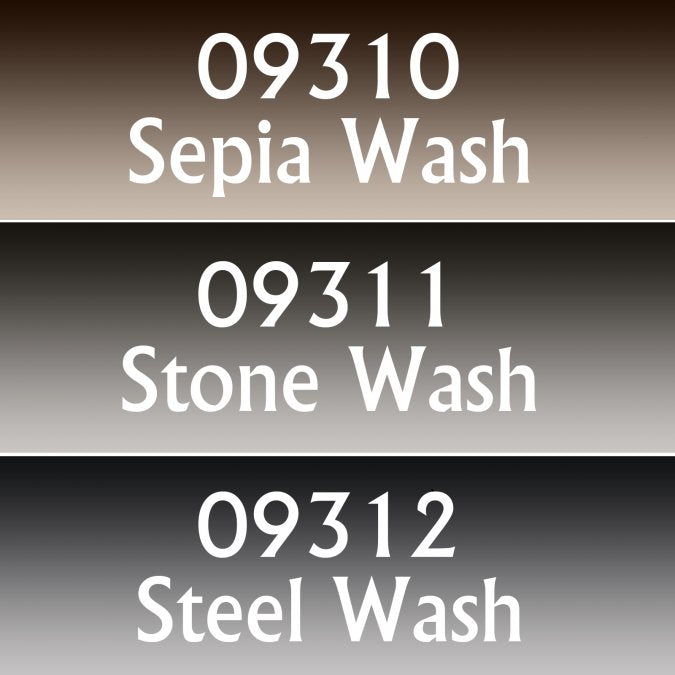 MSP Washes II Triad: Sepia 09310, Stone 09311, Steel 09312 - Reaper Miniatures RPR 09804