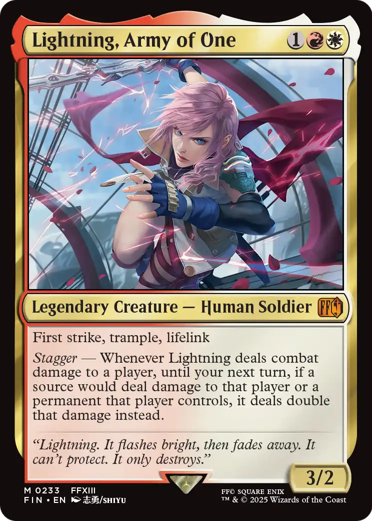 Lightning, Army of One - Final Fantasy - Magic The Gathering card