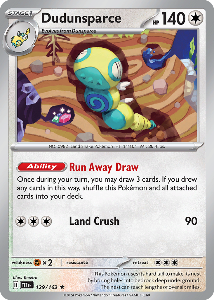 Pokemon Trading Card Game card Dudunsparce, Temporal Forces, card number 129