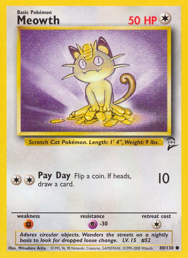 Pokemon Base Set 2 Meowth 80