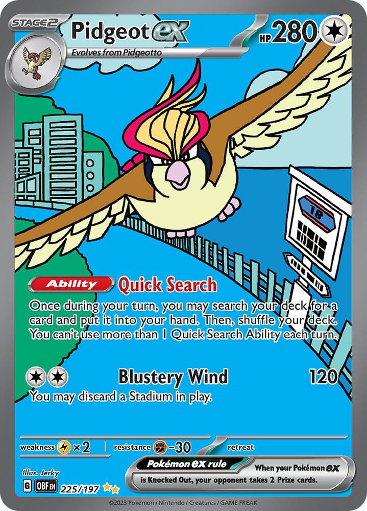 Pokemon Obsidian Flames Pidgeot ex 225/197 - SIR Near Mint