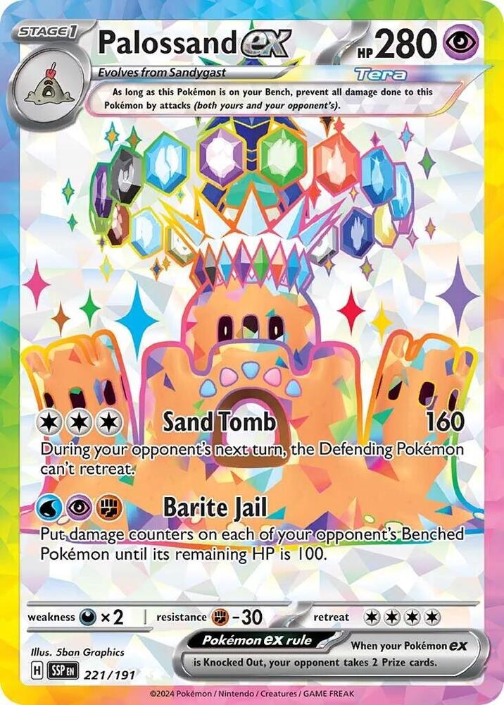 Pokemon Surging Sparks Palossand ex 221/191