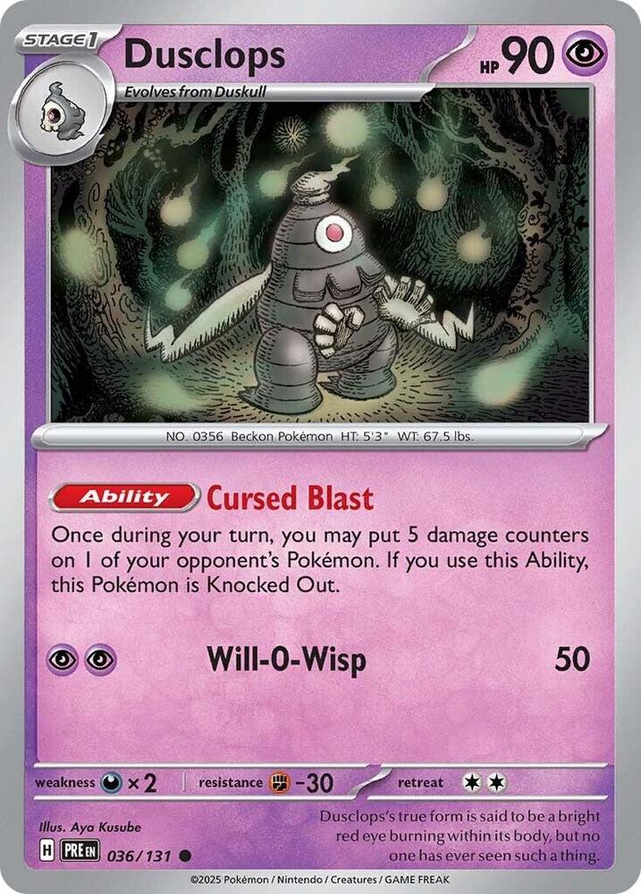 Pokemon Prismatic Evolutions Dusclops 036/131