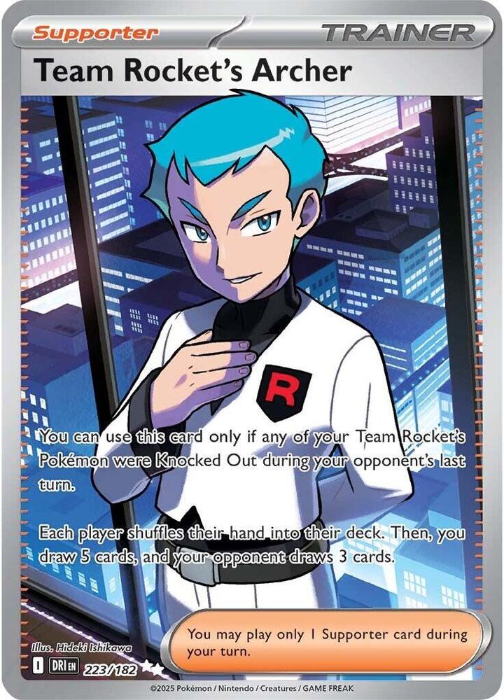 Pokemon Destined Rivals Team Rocket's Archer 223/182 Ultra Rare