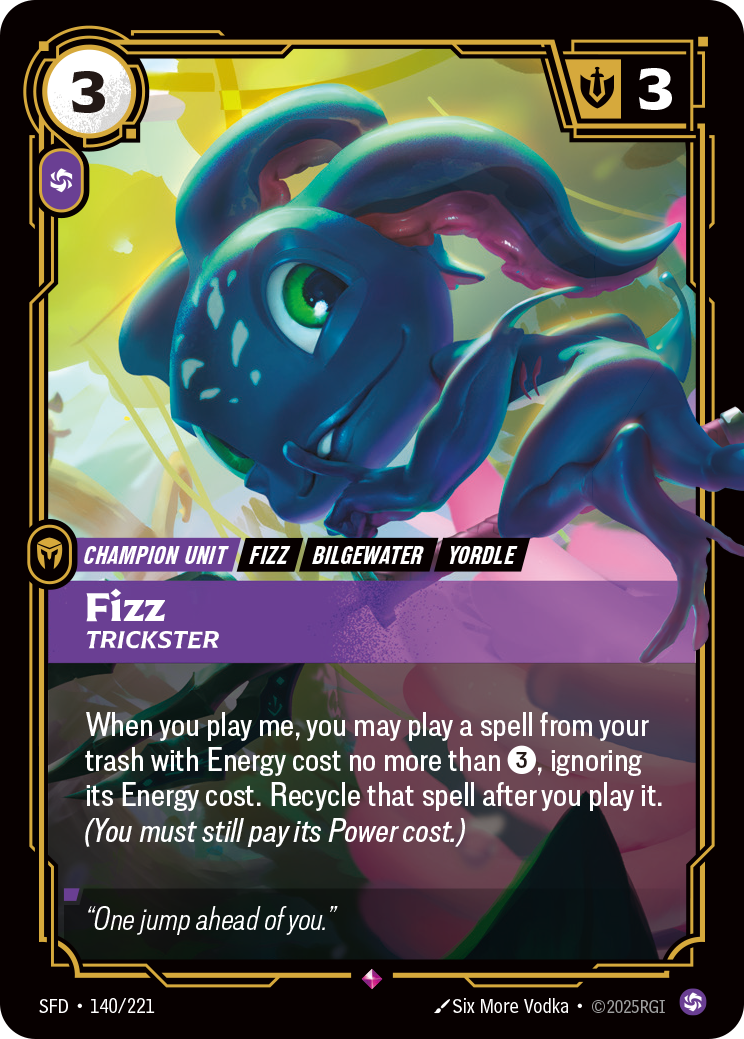 Riftbound Spiritforged Fizz - Trickster 140/221 Rare trading card