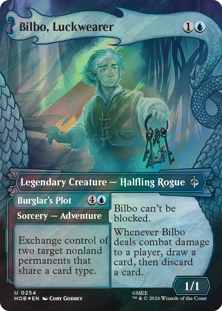 Bilbo, Luckwearer // Burglar's Plot - The Hobbit - Magic The Gathering card