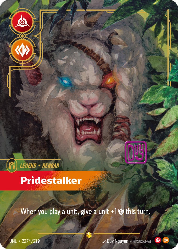 Riftbound Unleashed Rengar - Pridestalker (Signature) 227*/219 Rare trading card