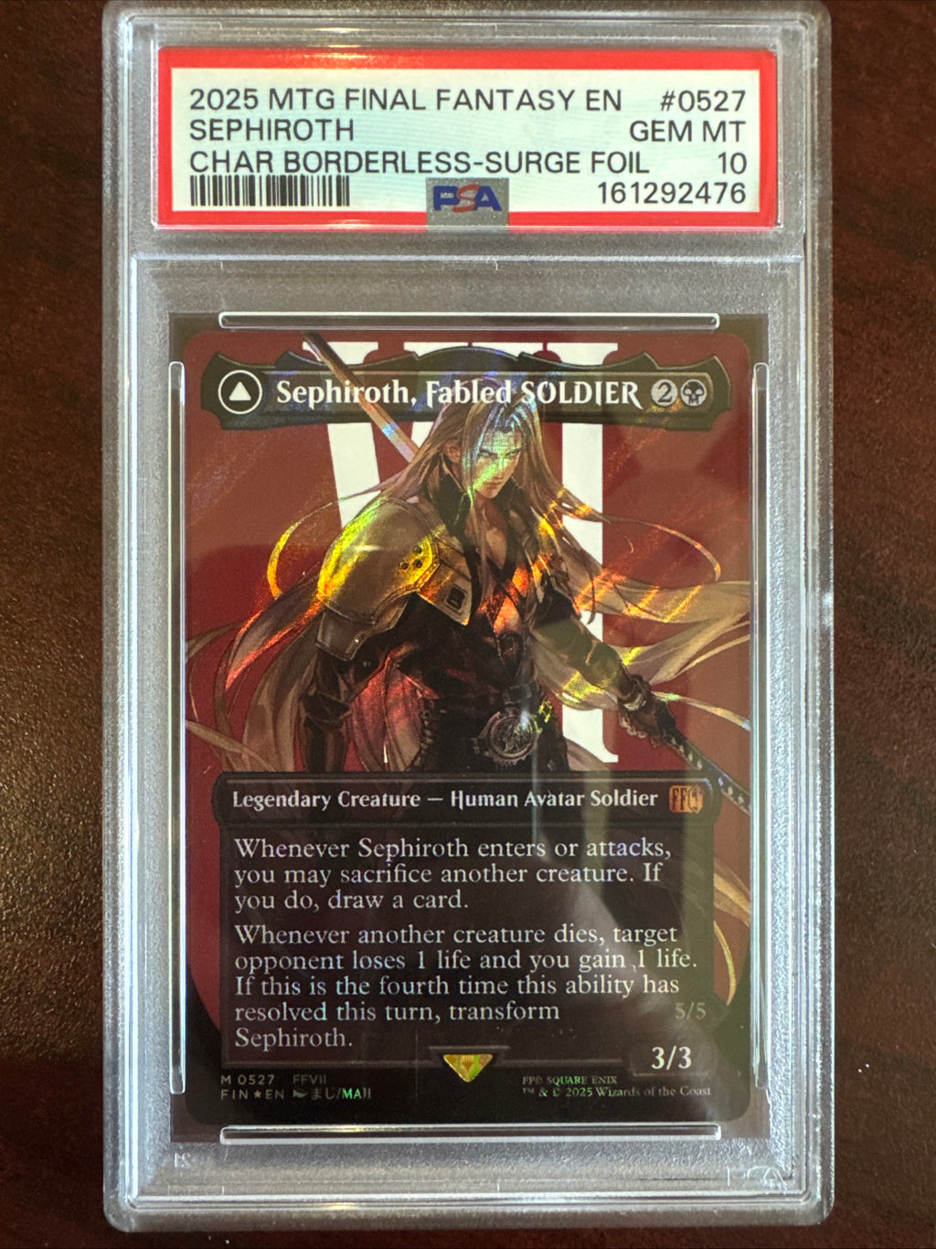 MTG – Final Fantasy – Single – Sephiroth, Fabled SOLDIER (Borderless Surge Foil) #0527 – PSA 10 GEM MT