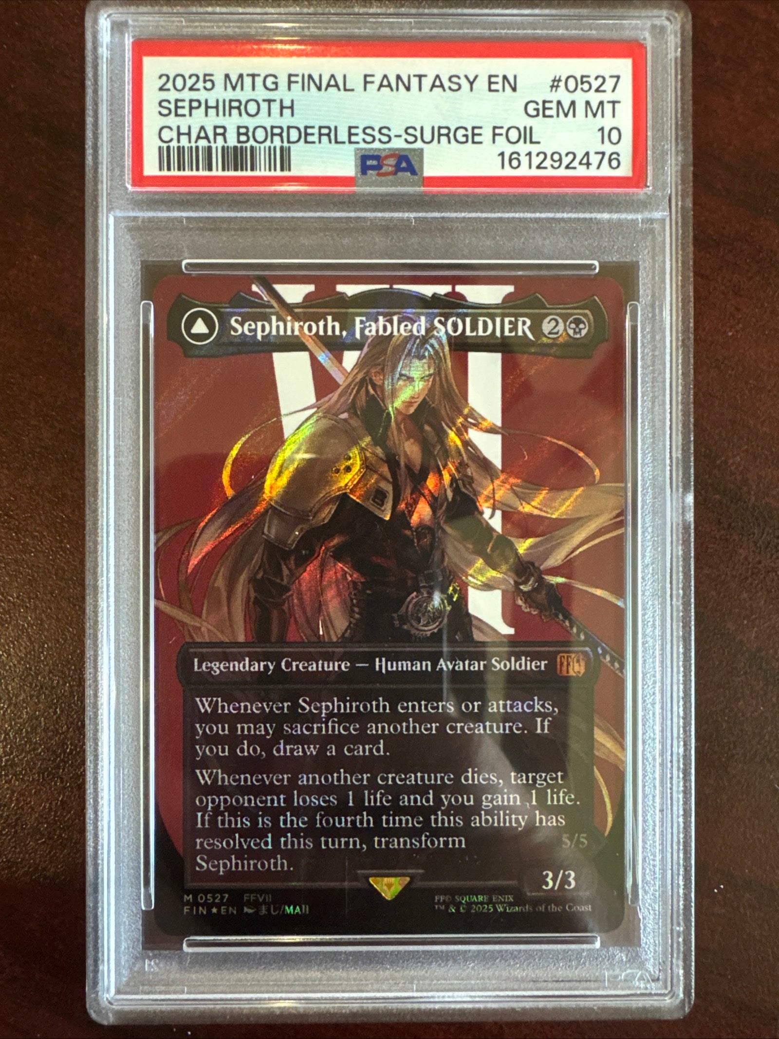 MTG – Final Fantasy – Single – Sephiroth, Fabled SOLDIER (Borderless Surge Foil) #0527 – PSA 10 GEM MT