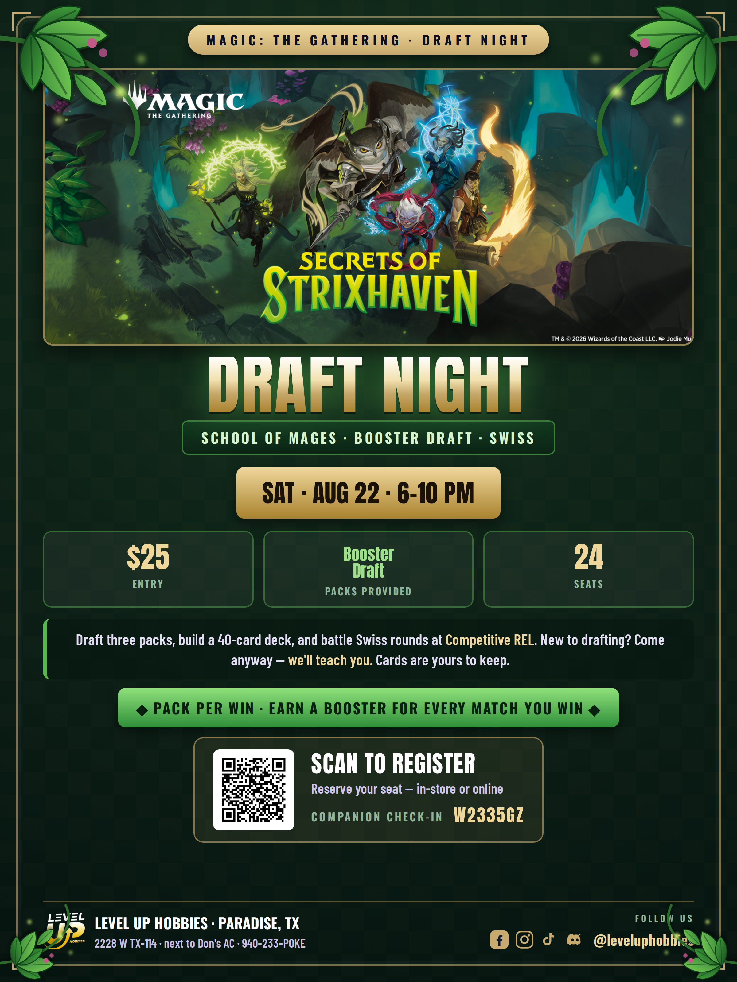 Strixhaven Draft Night Sat Aug 22nd