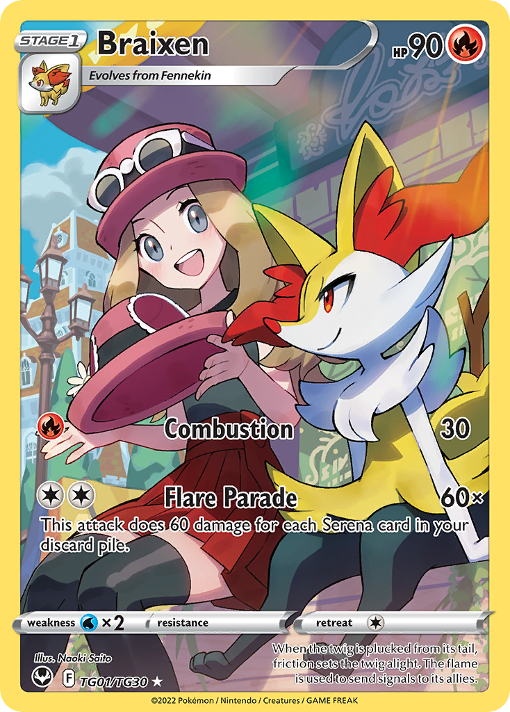 Braixen - Silver Tempest Trainer Gallery TG01 - Pokemon trading card