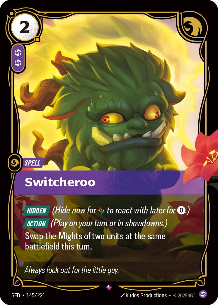 Riftbound Spiritforged Switcheroo 145/221 Rare trading card