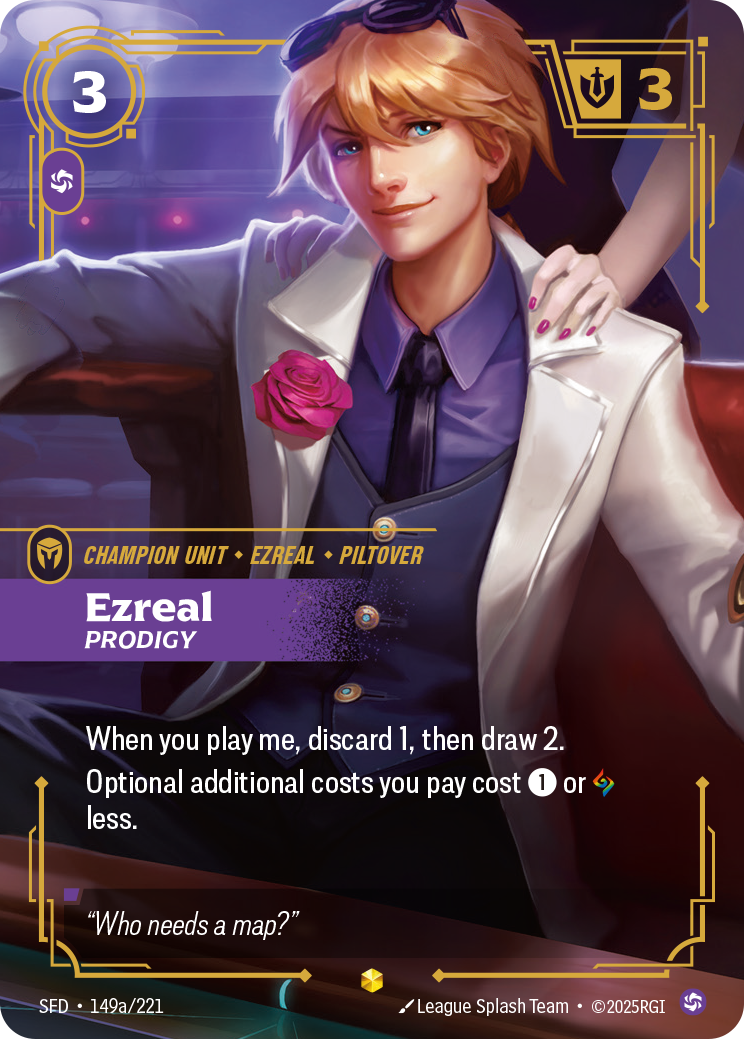 Riftbound Spiritforged Ezreal - Prodigy (Alternate Art) 149a/221 Showcase trading card