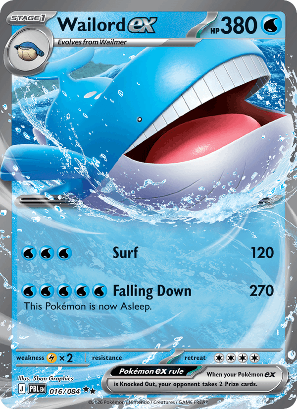 Wailord ex - Pitch Black 016 - Pokemon trading card