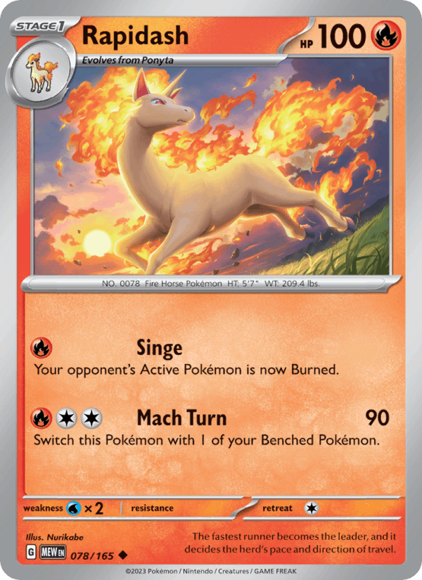 Rapidash - 151 078 - Pokemon trading card