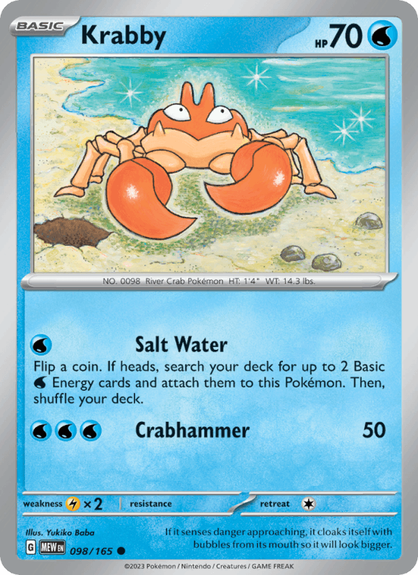 Krabby - 151 098 - Pokemon trading card