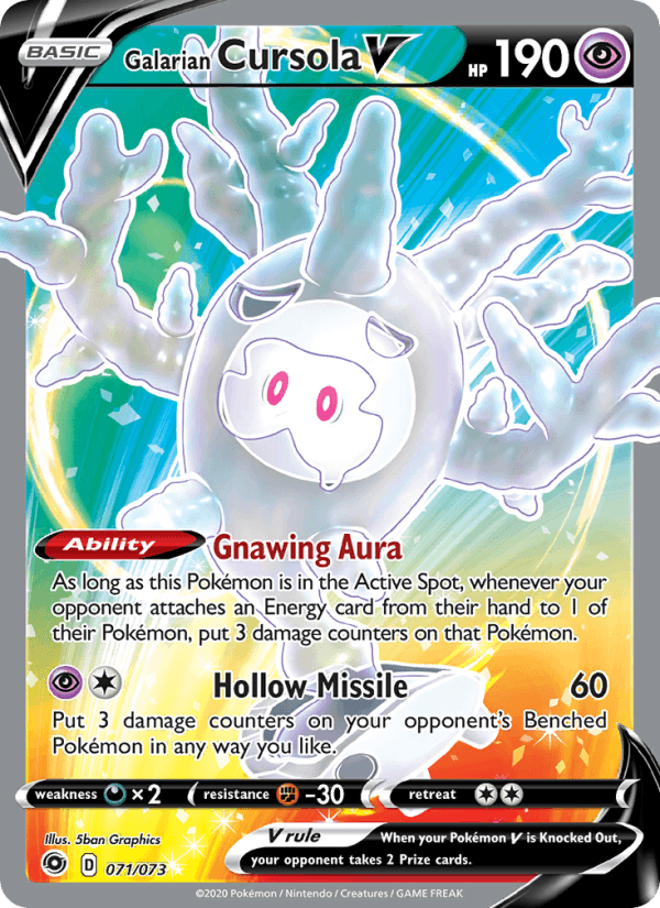 Galarian Cursola V - Champion's Path 71 - Pokemon trading card
