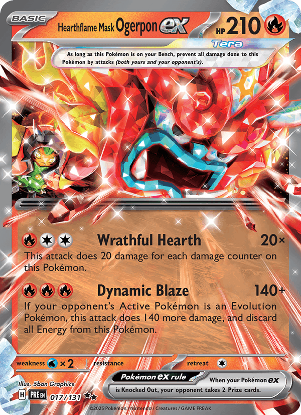 Hearthflame Mask Ogerpon ex - Prismatic Evolutions 017 - Pokemon trading card
