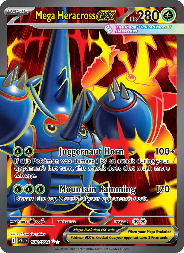 Mega Heracross ex - Phantasmal Flames 108 - Pokemon trading card