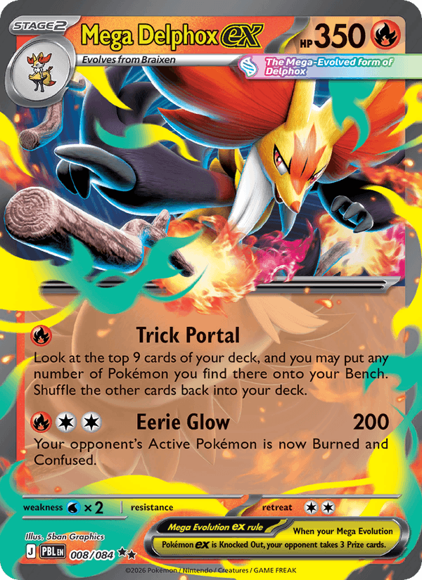 Mega Delphox ex - Pitch Black 008 - Pokemon trading card