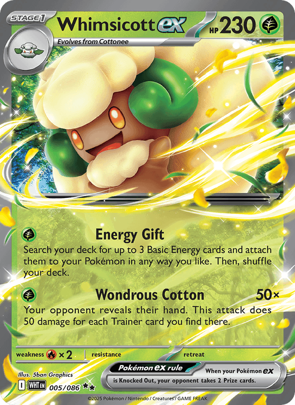 Whimsicott ex - White Flare 005 - Pokemon trading card