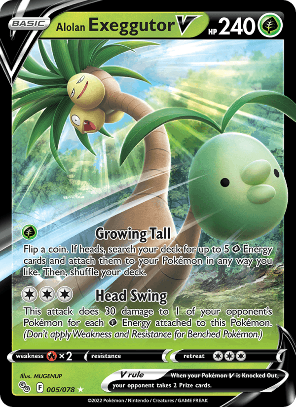 Alolan Exeggutor V - Pokémon GO 005 - Pokemon trading card