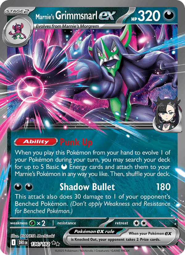 Marnie's Grimmsnarl ex - Destined Rivals 136 - Pokemon trading card