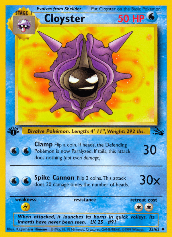Cloyster - Fossil 32 - Pokemon trading card