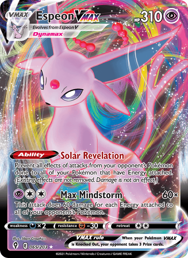 Espeon VMAX - Evolving Skies 65 - Pokemon trading card