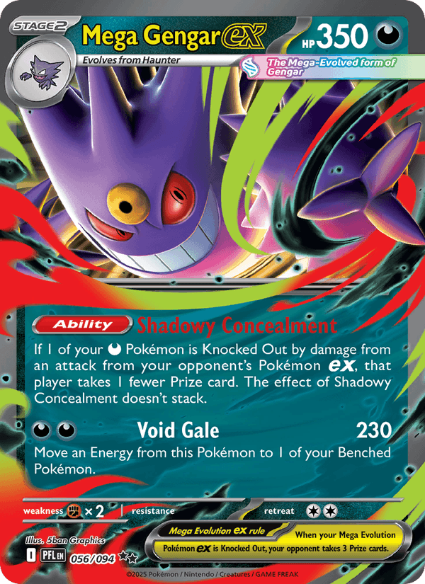 Mega Gengar ex - Phantasmal Flames 056 - Pokemon trading card