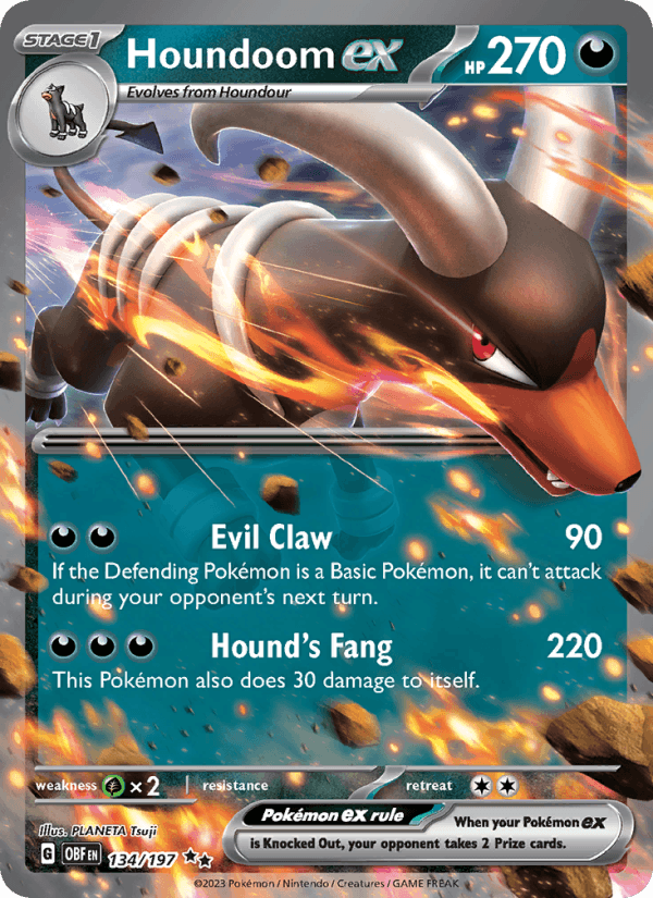 Houndoom ex - Obsidian Flames 134 - Pokemon trading card