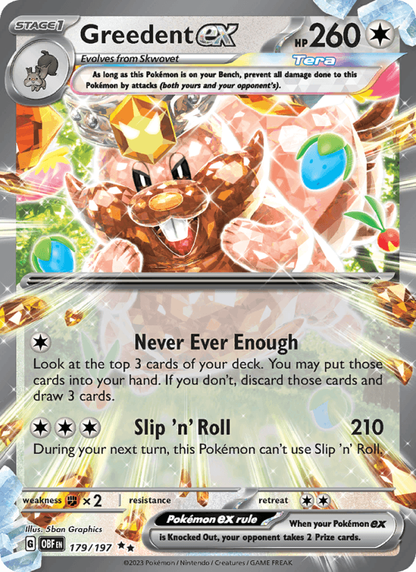 Greedent ex - Obsidian Flames 179 - Pokemon trading card