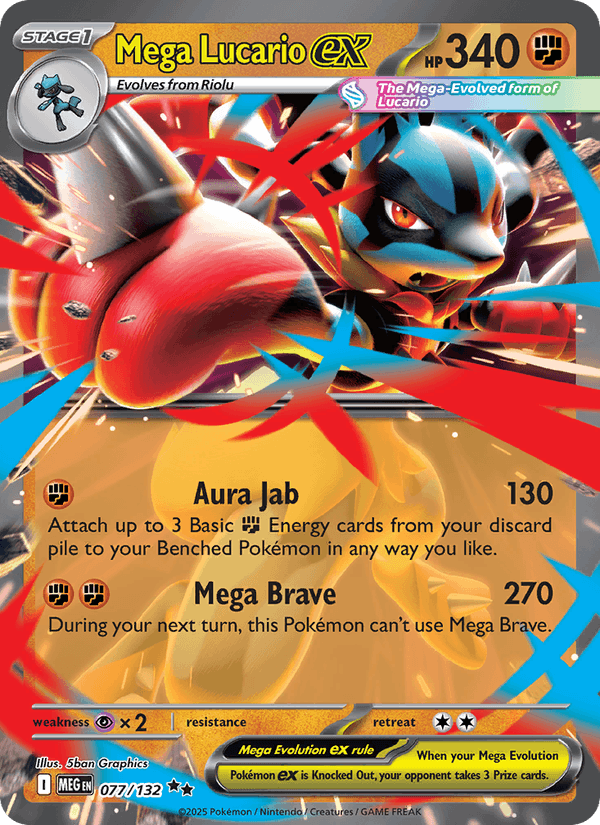 Mega Lucario ex - Mega Evolution 077 - Pokemon trading card