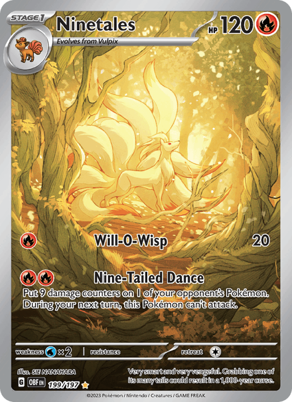 Ninetales - Obsidian Flames 199 - Pokemon trading card
