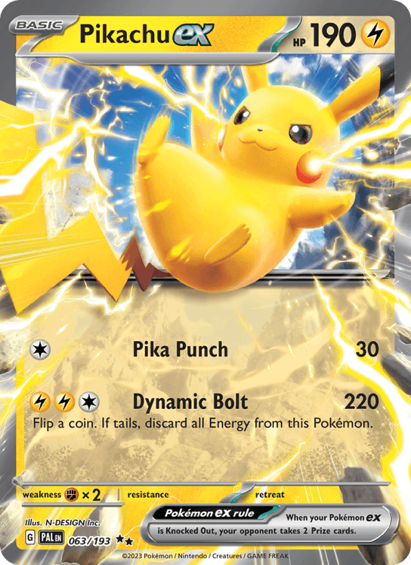 Pikachu ex - Paldea Evolved 063 - Pokemon trading card
