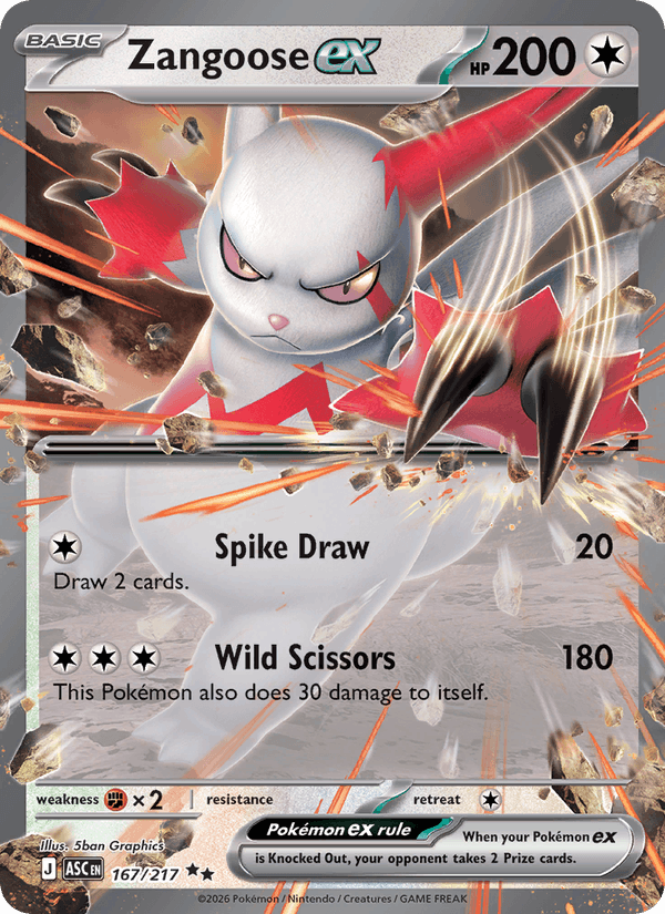 Zangoose ex - Ascended Heroes 167 - Pokemon trading card